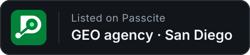 Listed on Passcite: GEO agency, San Diego